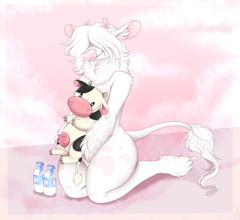 $60 - 2 Objects (cow plush and milk)